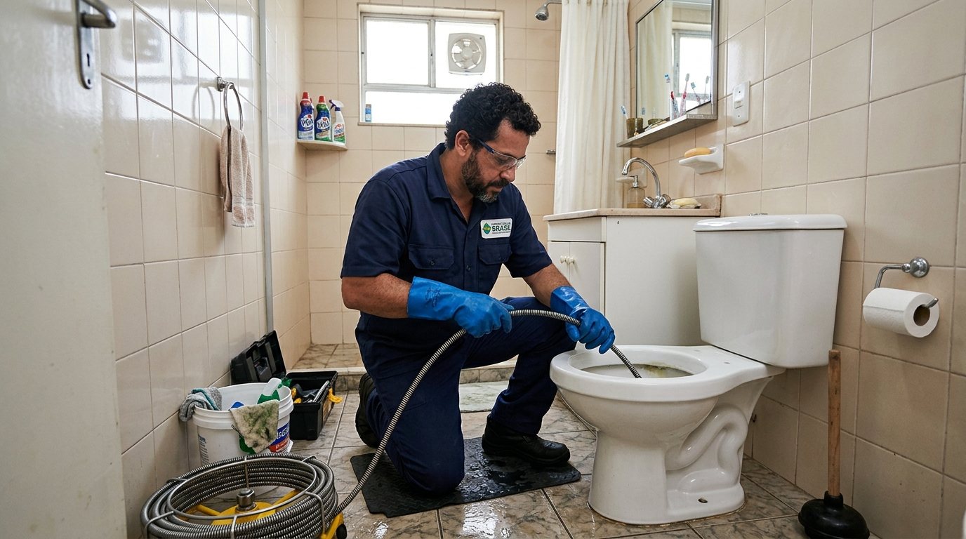 Encanador em Atendimento no Banheiro em Sorocaba‑SP