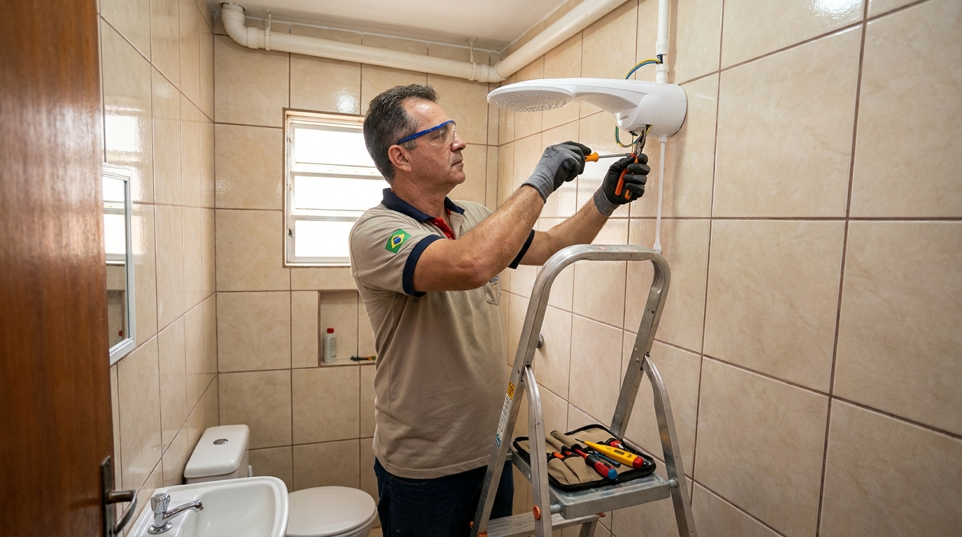 Substituição de Chuveiro Antigo em Sorocaba‑SP
